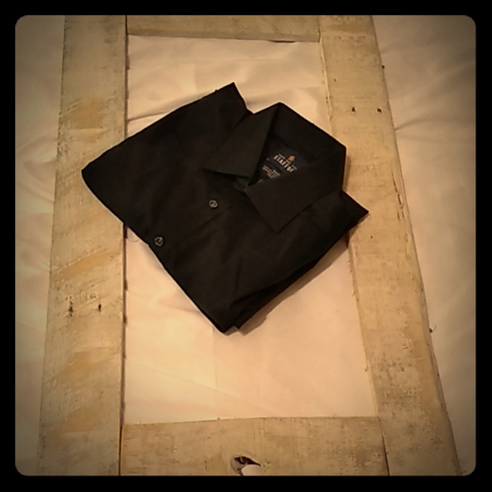 Men's black Stafford Travel long sleeve button up